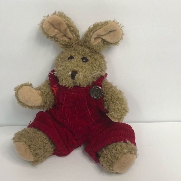 unipak tan primitive bunny red corduroy overalls eagle button 8 inches jointed - Picture 1 of 8